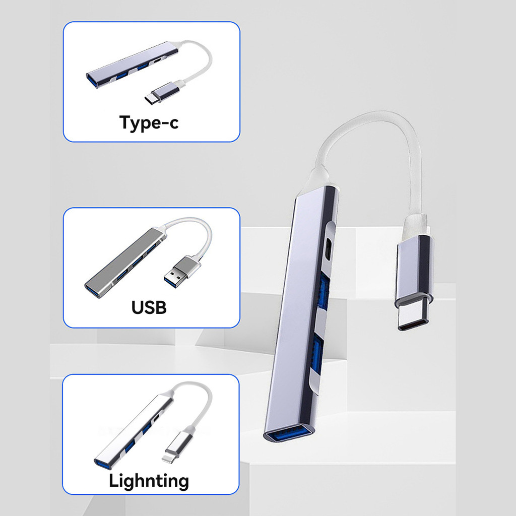 -CLUBLU- HUB Bộ Chia Cổng Chuyển Đổi USB3.0 to Type-C Lighting 4in1 cho PC MacBook Laptop Điện Thoại | BigBuy360 - bigbuy360.vn