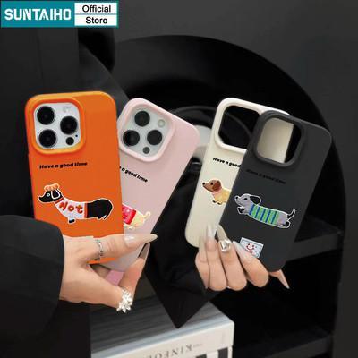 Suntaiho Ốp Lưng iPhone Đẹp Vỏ Dễ Thương Ngộ nghĩnh Dachshund Họa Tiết Điện Thoại Silicon Mềm Cao Cấp Chống Sốc Cho Iphone 16 15 14 13 12 11 Pro Max IP 7 8 Plus Iphon X Xs XR Xs Max Hàn quốc Ốp Lưng