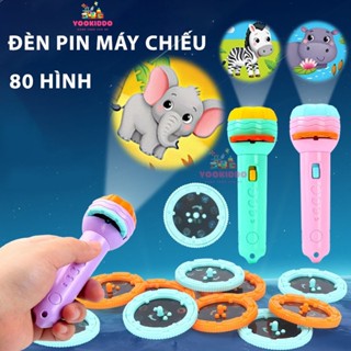 Đèn pin chiếu 80 hình ảnh (10 thẻ) hoa quả, động vật, côn trùng, phương tiện, siêu nhân - Mini Projector cho bé khám phá