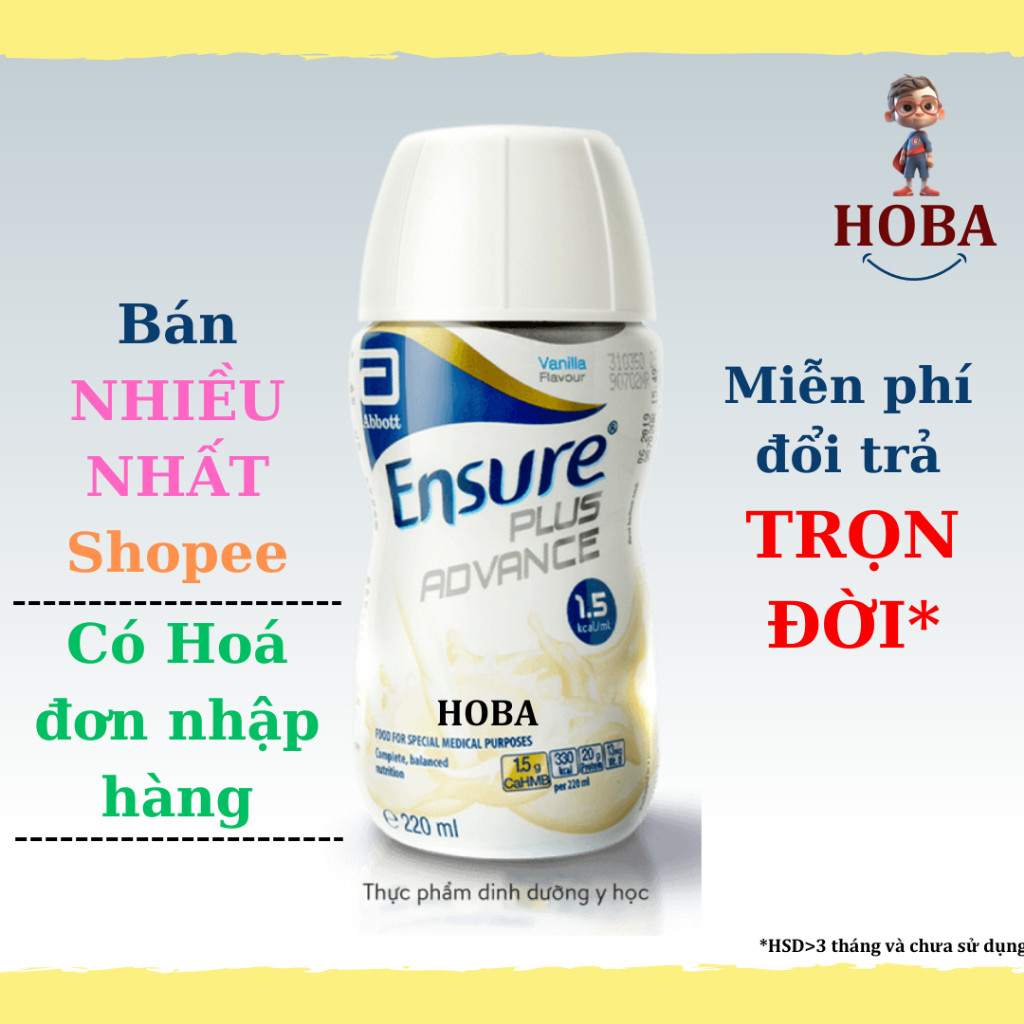 30 chai sữa Ensure Plus Advance 220ml - Năng lượng cao - dành cho người mới phẫu thuật, ốm dậy, nằm 