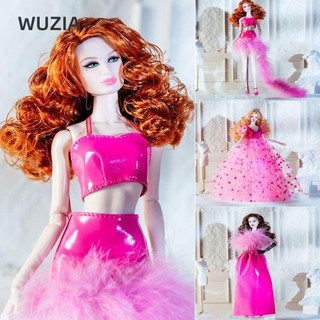 Váy da PU WUZIA, có mũ Quần áo bê thanh lịch, Bộ sưu tập đồ cầm tay Quà tặng Quần áo cưới ren thời trang châu Âu cho búp bê 30cm / cho búp bê 1 / 6 BJD / cho búp bê 11,5 "