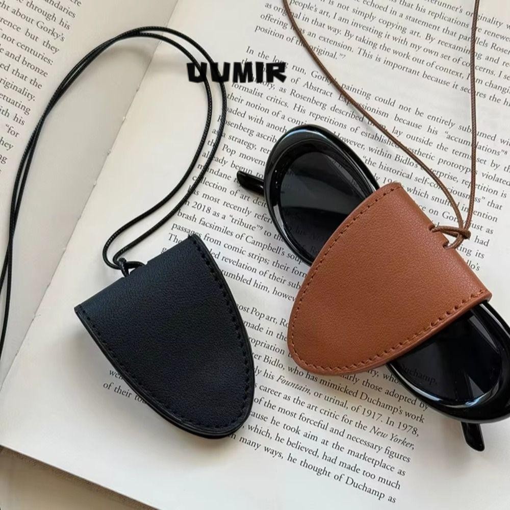 Mặt dây chuyền túi đựng kính mắt UUMIR, Kẹp kính râm dây treo lưu trữ bền bỉ, Kẹp kính da đa chức năng đơn giản