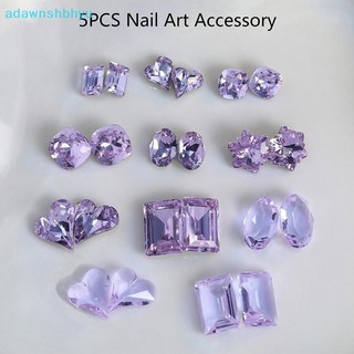 Adawnshbhyu 5 Chiếc 3D Móng Tay Trái Tim Pha Lê Kim Cương Giả Phong Cách Lạ Mắt Sáng Bóng Đầu Tím Đáy Kim Cương Làm Móng Tay Móng Tay Nghệ Thuật Trang Trí Quyến Rũ Trang Sức VN