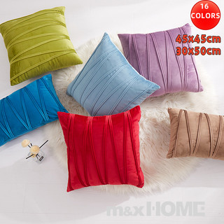  Vỏ Gối Nhung Hình Vuông 30X50 45X45cm Thêu Họa Tiết Sọc Ngang Trang Trí Nhà Cửa 
