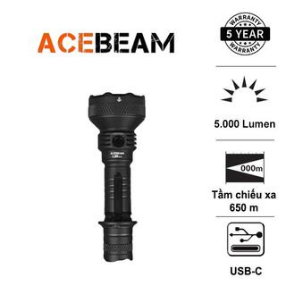 Đèn pin tác chiến ACEBEAM L35 2.0 độ sáng 5000 lumen chiếu xa 650m pin 21700 5000mAh công tắc kép