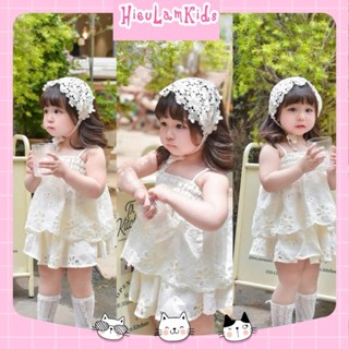 NB2573, M27 - Set bộ bé gái, Set áo 2 dây ren lỗ kèm chân váy cho bé gái đi du lịch, đi biển