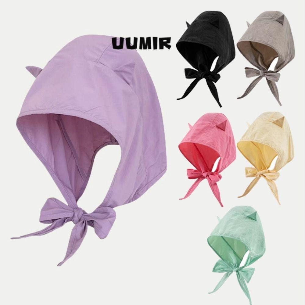 UUMIR Dây Đeo Mũ Chui Đầu, Mũ Trùm Đầu Màu Trơn Ngộ nghĩnh, Thời Trang Nhanh Khô Polyester Quỷ Nhỏ Chống Nắng Mũ Nữ