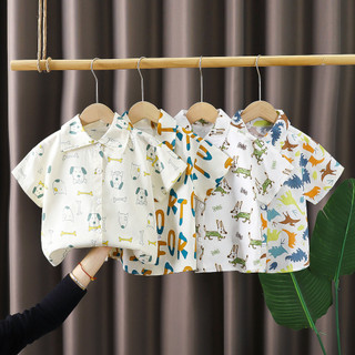 Áo sơ mi ngắn tay bé trai Cotton thoáng khí cho bé mặc mùa hè Áo hoạt hình