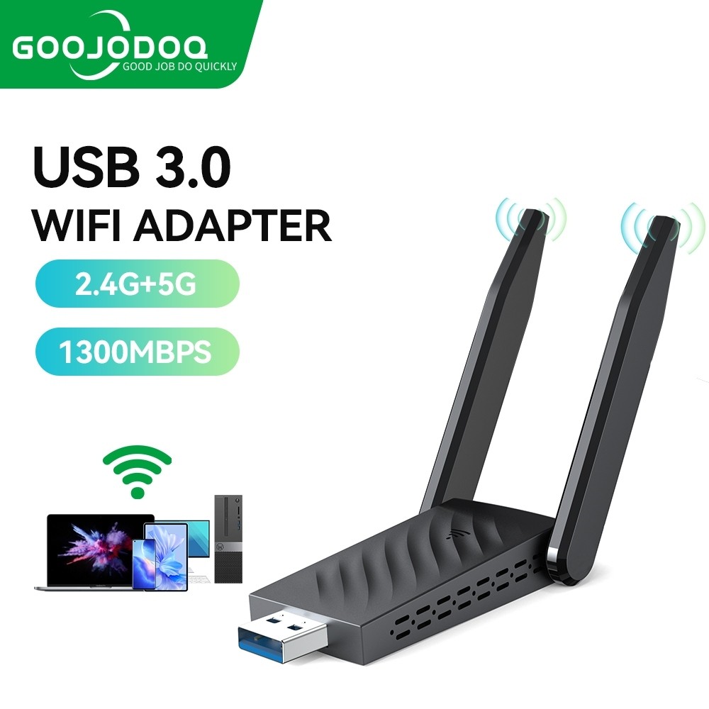 GOOJODOQ USB Wifi Dongle cho Pc 5g / 2.4 Adapter Laptop 1300mbps USB 3.0 2 Kết…