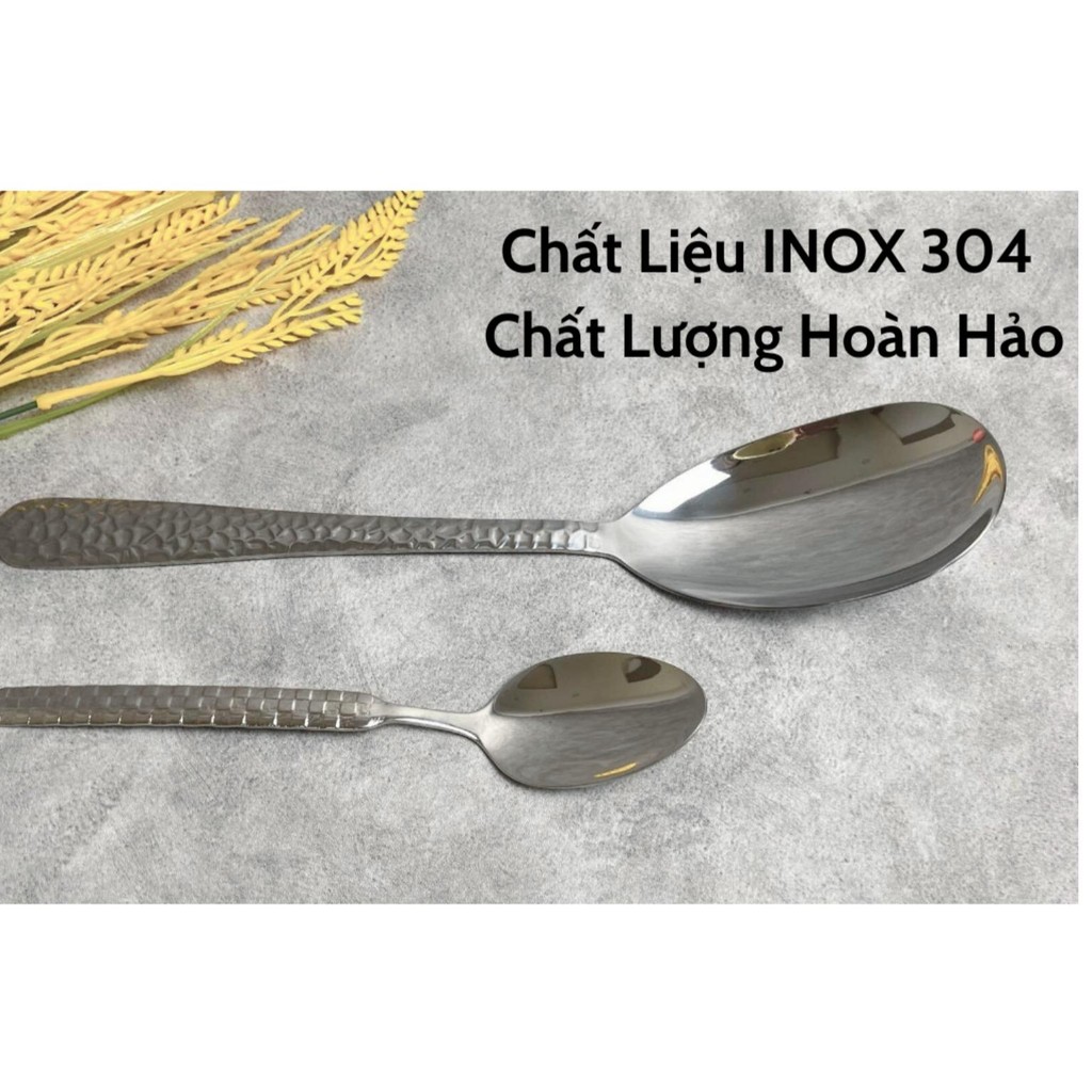Thìa Inox Cỡ Lớn Dài 30cm - Thìa ăn cơm - Muỗng xới cơm chống dính, Vá Xới Cơm Inox 304 Dày Dặn, Bón