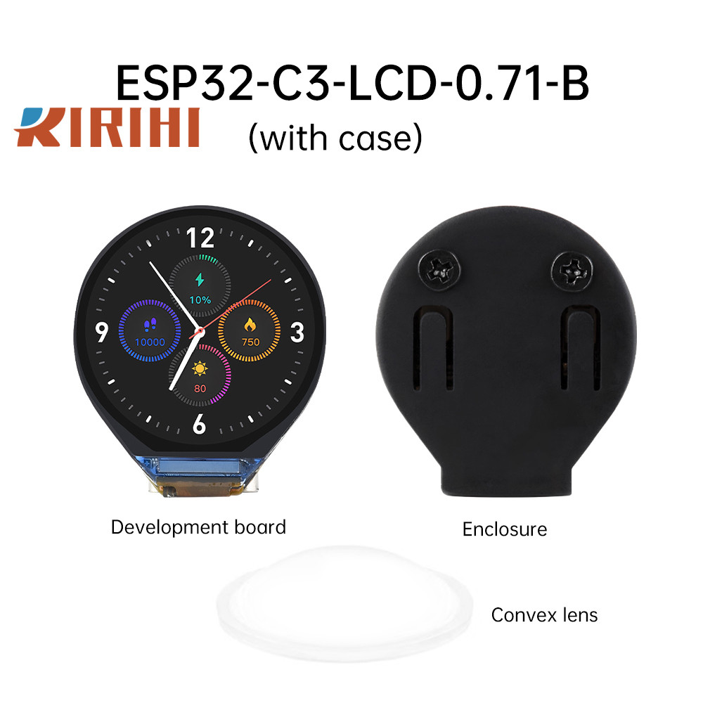 RIRIHI Bảng phát triển LCD IPS tròn ESP32-C3 0.71 Inch Độ phân giải 160×160 dựa trên màn hình giao d