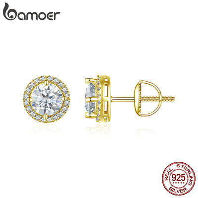 Bông tai bạc Bamoer 925 0,5ct Moissanite Shining Trang sức Quà tặng cho Nữ
