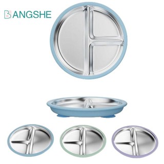 BANGSHE Trẻ Em 3 Lưới Món Ăn, Cốc Hút Silicon Inox 304 Đĩa Ăn Cho Bé, Khay Đựng Thực Phẩm Chia Thiết Kế Chống Rơi Chống Trơn Trượt Trẻ Em Bát Ăn Bộ Đồ Ăn