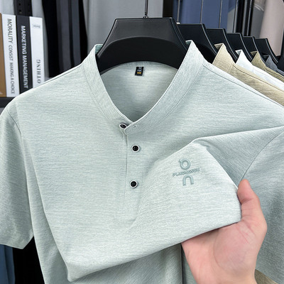 Áo Polo Nam Tay Ngắn Mùa Hè Đứng Cổ Áo Màu Trơn Rời Thời Trang Thoáng Khí Mỏng Plus Kích Thước Top FS402