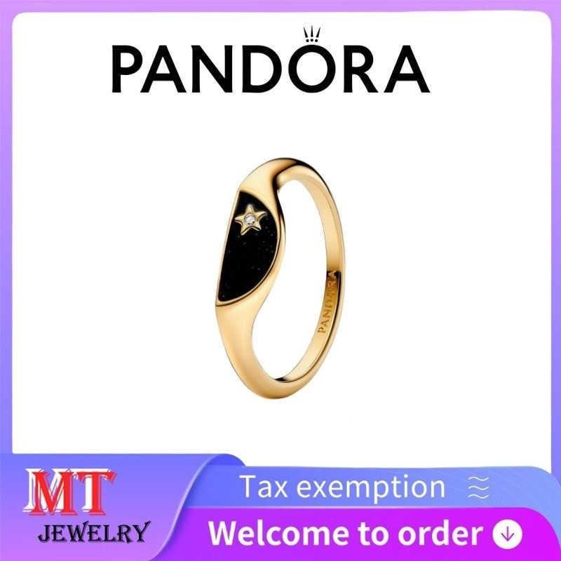 100% S925 Bạc Cặp Đôi Nữ Pandora Trang Sức DIY Pandora ME Nửa Men Signet Nhẫn 163325C01
