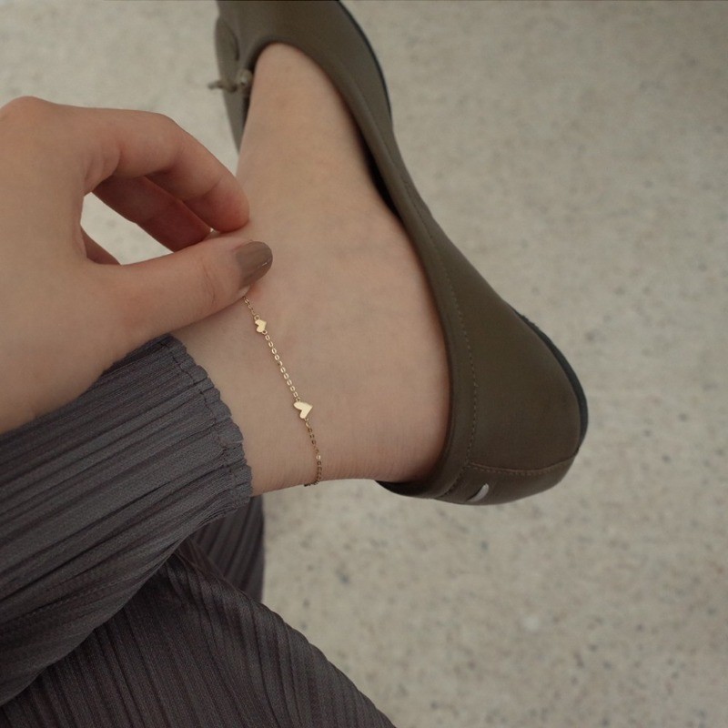 Vòng chân chống phai màu bằng thép titan Không cần loại bỏ vòi hoa sen Vòng chân trái tim đơn giản Vòng tay Vòng cổ Bộ phụ kiện Bán buôn Quà tặng