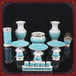 Bộ thờ cúng lư hương bát nhang bình hoa ống đựng nhang đĩa áng chung ly hũ gạo trà đèn dầu