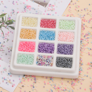 1.000 hạt thủy tinh 2mm-Hạt gạo màu kem nguyên liệu DIY,làm vòng tay/vòng cổ handmade-1000 chiếc/túi