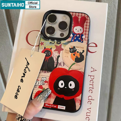 Suntaiho Ốp Lưng iPhone Hài Hước Dễ Thương Đen Mèo Họa Tiết Ốp Điện Thoại Silicon Mềm Cao Cấp Chống Sốc Cho iPhone 11 12 13 14 15 16 Pro max IP 7 8 Plus Iphon X Xs XR Xs max