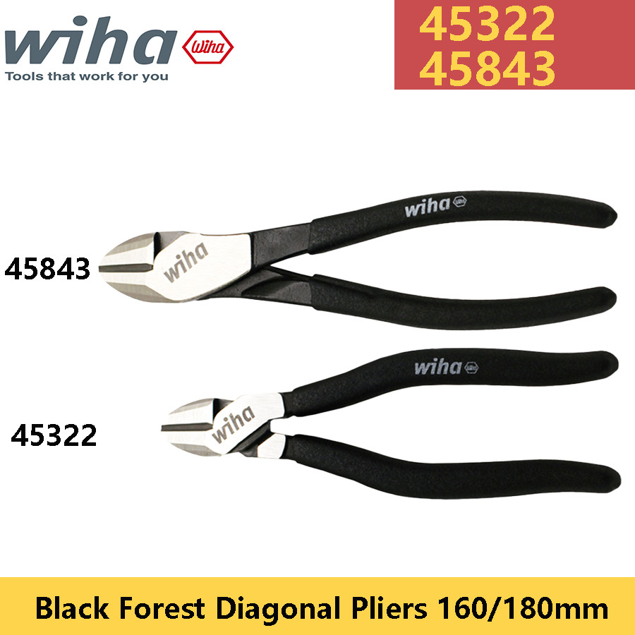 Wiha 45322 45843 Kìm chéo rừng đen 160 / 180mm Thép carbon cao Tiết kiệm nhân công Máy cắt dây cắt c