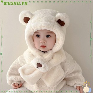 Khăn quàng cổ mũ trẻ em mùa đông WUSHU, Khăn quàng cổ có mũ chống gió cho trẻ em, dày bảo vệ cổ ấm áp sang trọng cho trẻ sơ sinh Mũ len