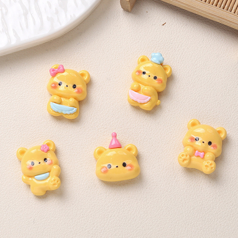 10 chiếc Bùa nhựa hình gấu bơ Happy Flower cho DIY (2-117)