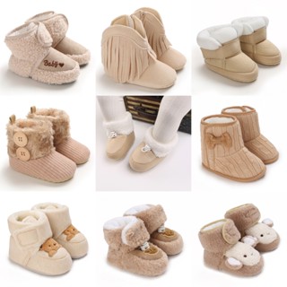  Giày Bốt Nam Nữ Thu Đông Cho Bé Thời Trang Học Tập Đi Đế Mềm Màu Đen Ấm Giày Sơ Sinh 0-18M 