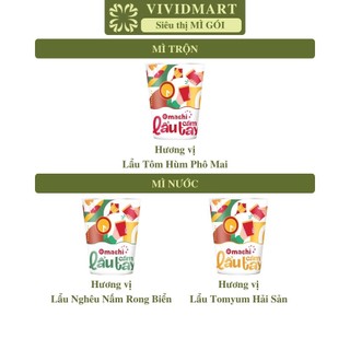   LY LẺ  - MASAN - Mì Omachi lẩu cầm tay 3 vị: Tôm hùm phô mai Tomyum hải sản Nghêu nấm rong biển  62-81g ly  