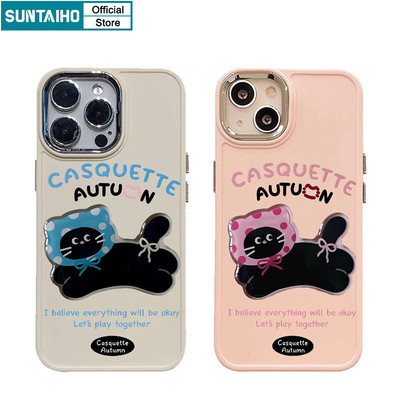 Suntaiho Vỏ Ngộ nghĩnh Dễ Thương Nhảy Họa Tiết Mèo Cặp Đôi Ốp lưng Iphone 16 15 14 12 13 11 Pro Max IP 7 8 Plus Iphon X XR Xs Max Silicon Mềm Cao Cấp Chống Sốc Ốp Lưng