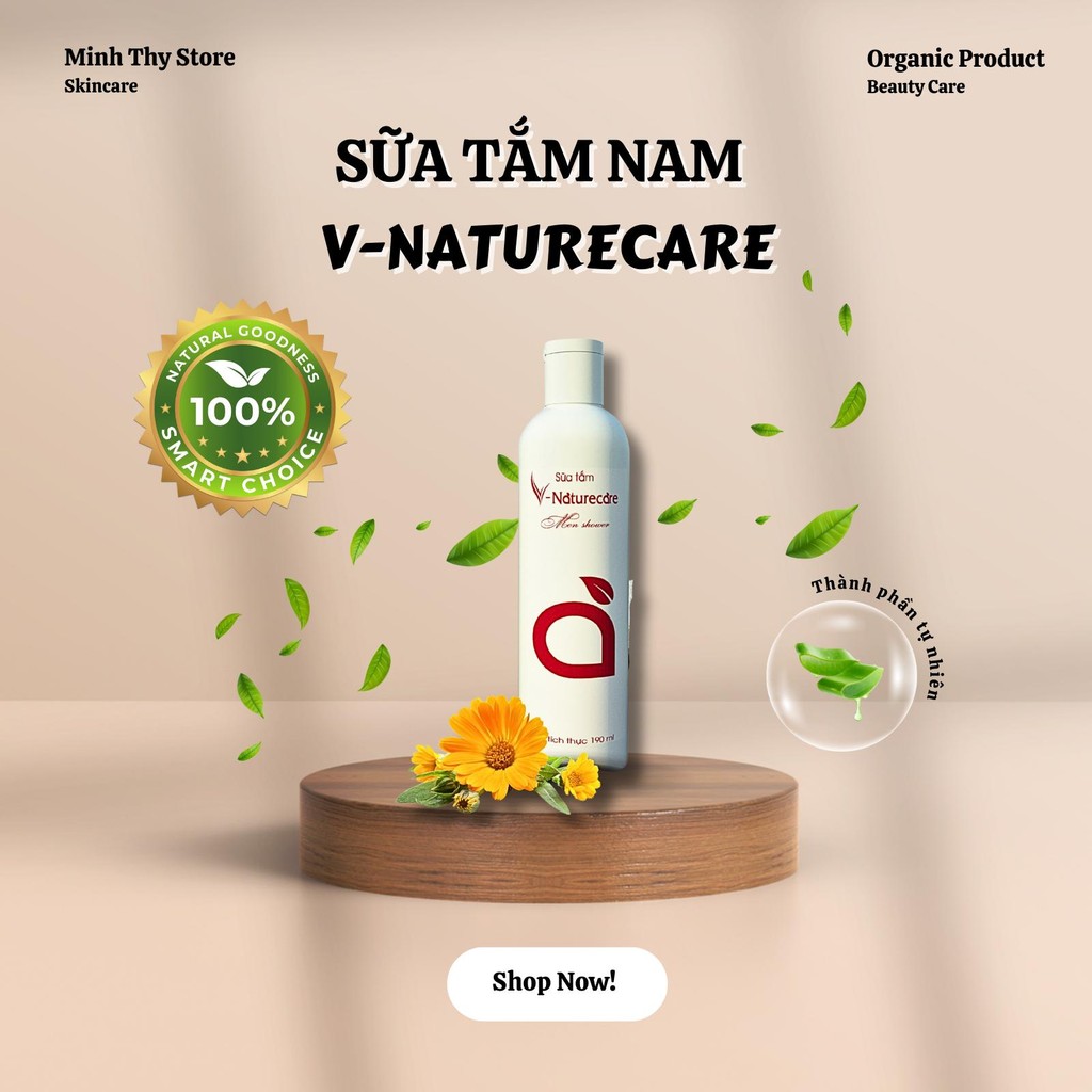 Sữa tắm nam cao cấp IMC V-NATURECARE (190ml) - Làm Sạch Khử Mùi Nam Giới, Dưỡng Da Skincare Nam