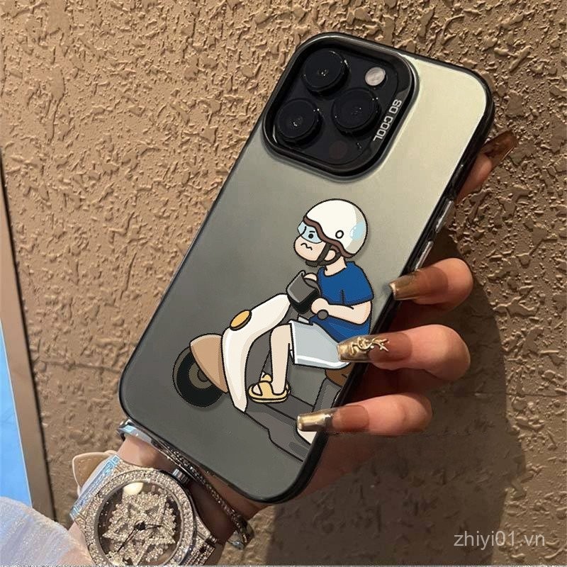 Ốp bảo vệ điện thoại cậu bé giận dữ đi xe điện dùng cho iPhone 13 14 15 16 pro max 11promax 12promax