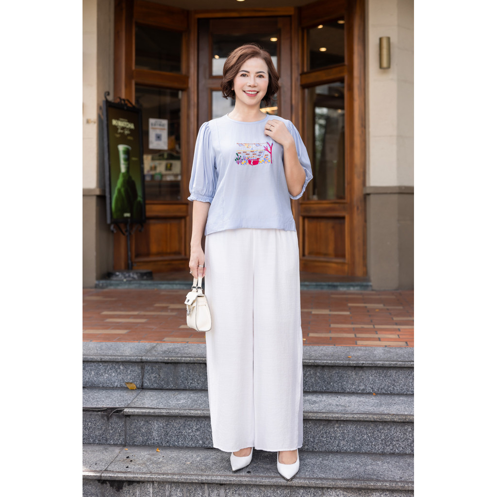 M COLLECTION | Quần Lụa Hàn Ống Suông Rộng Lưng Có Phối Tơ Q12640 | BigBuy360 - bigbuy360.vn