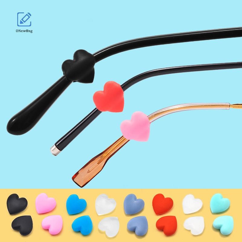 ONew 2 Cặp Trái Tim Thời Trang Silicon Chống Trơn Trượt Tai Kẹp Kính Mắt Chân Móc Tai Nút Chặn Giá Đ