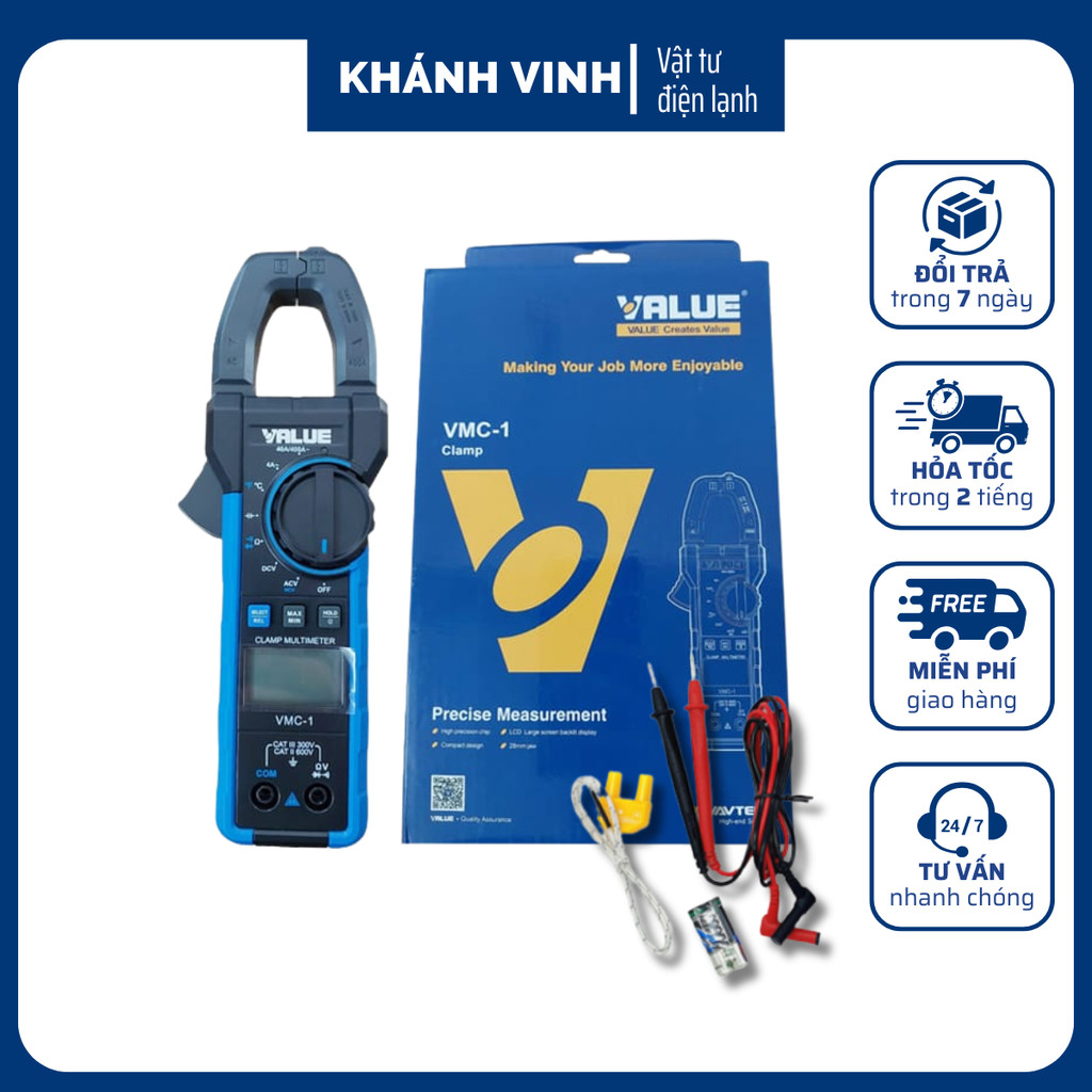 Đồng hồ kẹp dòng - Ampe kìm cao cấp VALUE VMC-1 - Amper đo dòng điện [Khánh Vinh]