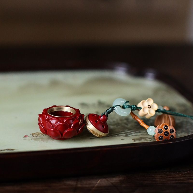 Quặng Nguyên Chất Cao Cinnabar Tím Vàng Cát Hoa Sen Mặt Dây Chuyền Quà Tặng Nam Nữ Túi Dây Mặt Dây C