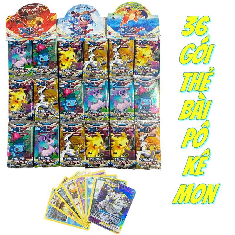 Dây 36 Gói Thẻ Bài Pôkemon,Thẻ Bài capybara,Labubu Loại Đẹp Phiên Bản XYGO,Gồm 36 Gói Có Thẻ Vip