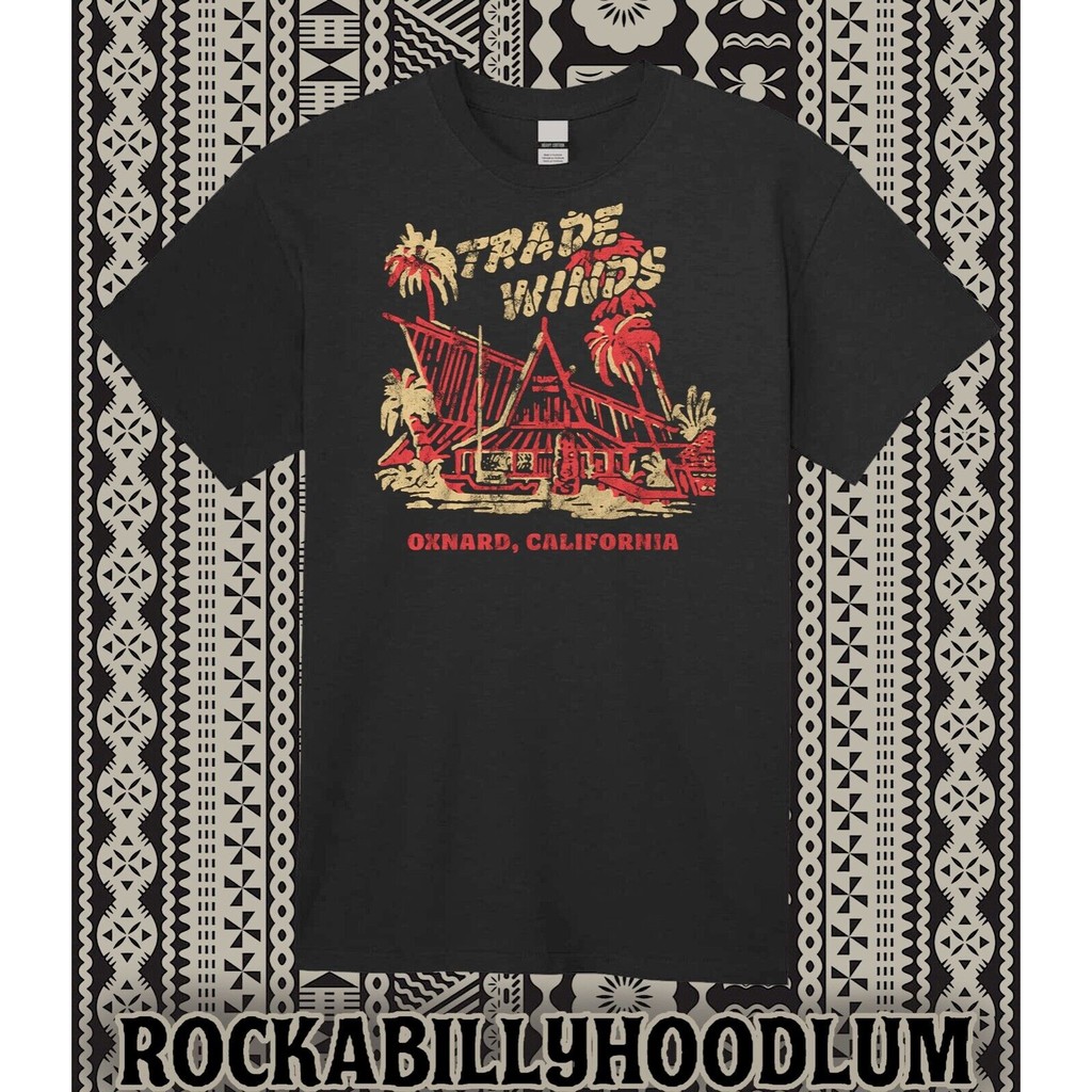 Retro Tiki Nghệ Thuật Tee Áo Cotton Thanh Cốc Nhà Hàng Thương Mại Gió Oxnard Ca