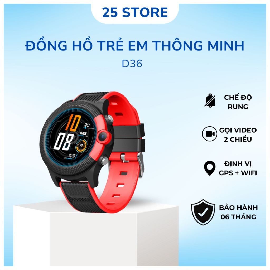 Đồng hồ thông minh trẻ em Dolphin D36 - Có gọi video hình ảnh, Hỗ trợ tiếng Việt, Kháng nước IPX7