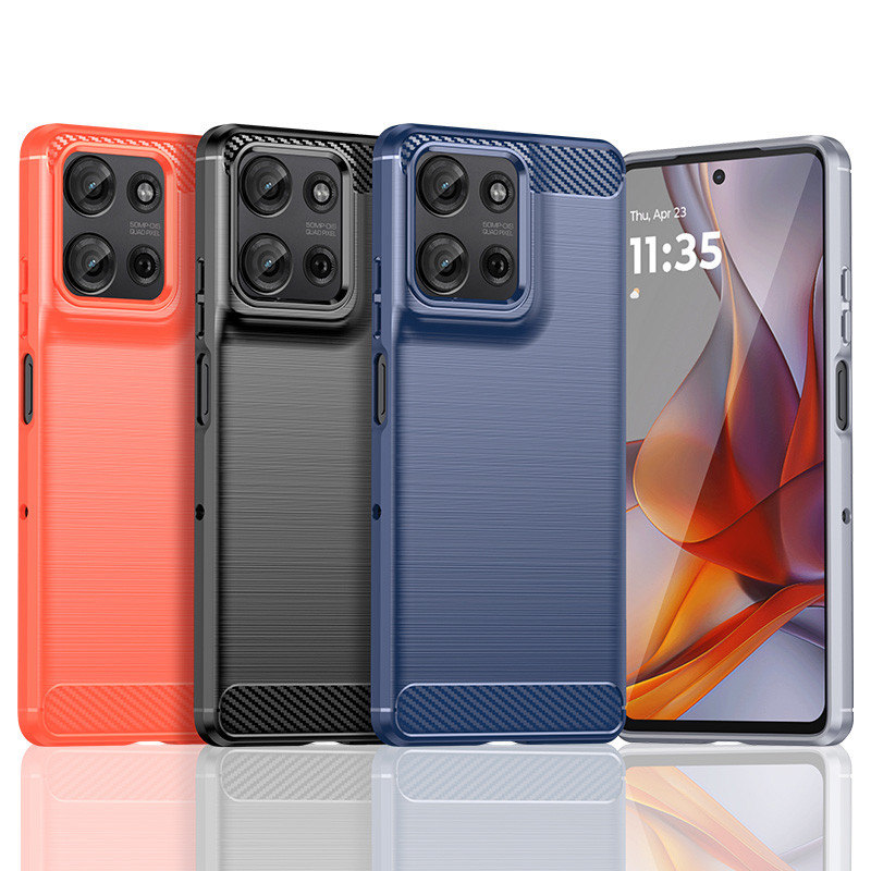 Dành Cho Motorola Moto G75 G85 G55 G35 G15 G05 5G Kết Cấu Bàn Chải Siêu Mỏng Chống Sốc Vỏ TPU Mềm