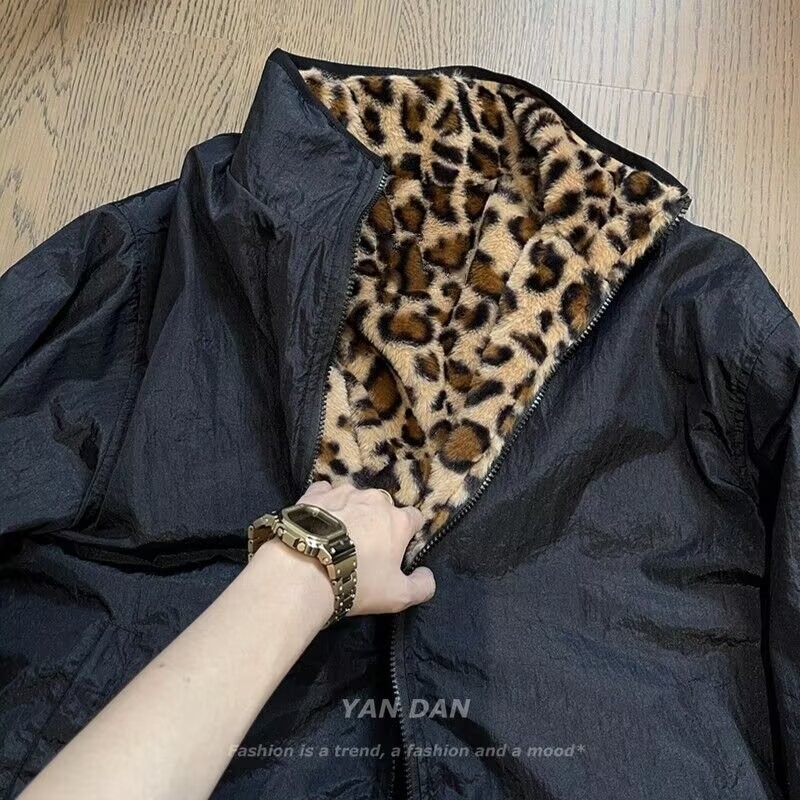 Áo khoác Cotton ASRV Áo khoác họa tiết da báo mặc hai mặt ấm áp mùa đông | BigBuy360 - bigbuy360.vn