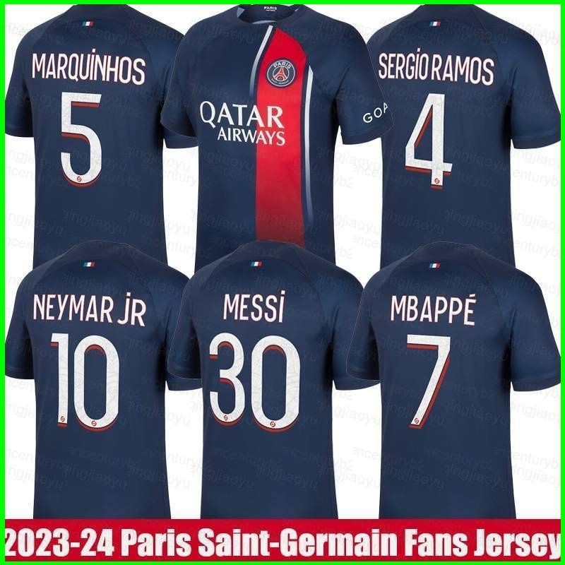2023-2024 PSG Sân Nhà Áo Bóng Đá Messi Mbappe Neymar Ramos Marquinhos Verratti Thể Thao Tee Unisex