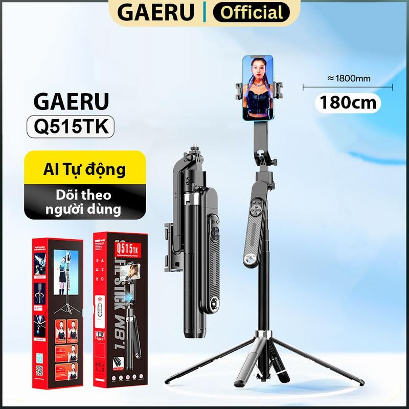 Gậy GAERU Q515TK AI hỗ trợ quay nhận diện Theo Dõi Khuôn Mặt Tự Động Xoay 360º tích hợp điều khiển x