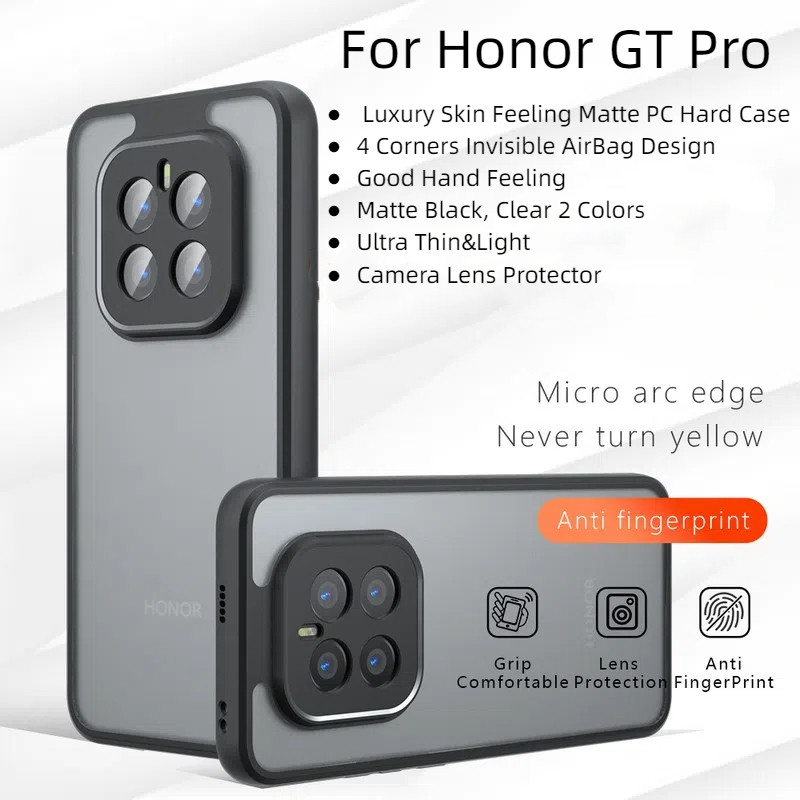 Dành Cho Honor GT Pro GTPro Ốp Lưng Da Sang Trọng Cảm Giác Mờ Đen PC Cứng AirBag Vỏ Điện Thoại Cho H