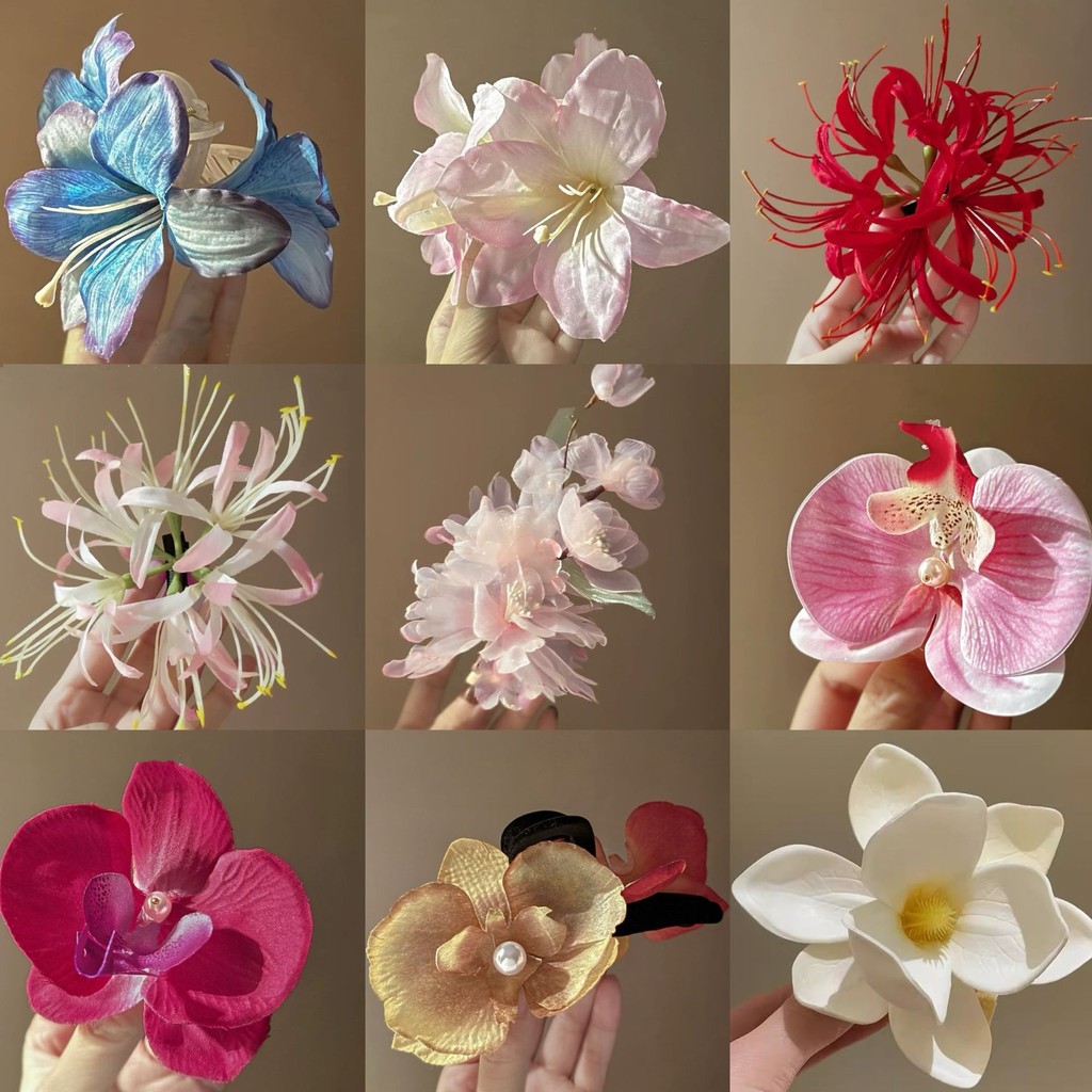 DREJEW Mặt kia hoa acrylic kẹp tóc hoa mới Trung Quốc cổ điển nhẹ sang trọng phong cách quốc gia phụ kiện tóc