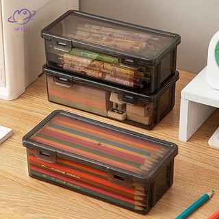Hộp đựng bút chì trong suốt HFTOY Dung tích lớn Hộp lưu trữ có thể xếp chồng lên nhau Trường văn phòng Hộp đựng bút chì Đồ dùng Hộp đựng bút chì ~
