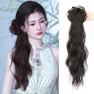Gutgojo Tóc Giả Phong Cách Trung Hoa Mới, Tóc Giả Đầu Bóng Phong Cách Cổ Xưa Kẹp Tóc Giả Đuôi Ngựa Tóc Giả, Tóc Đuôi Ngựa Thấp Ngọt Ngào Lông Tơ Nhẹ Nhàng Dài Xoăn Nữ