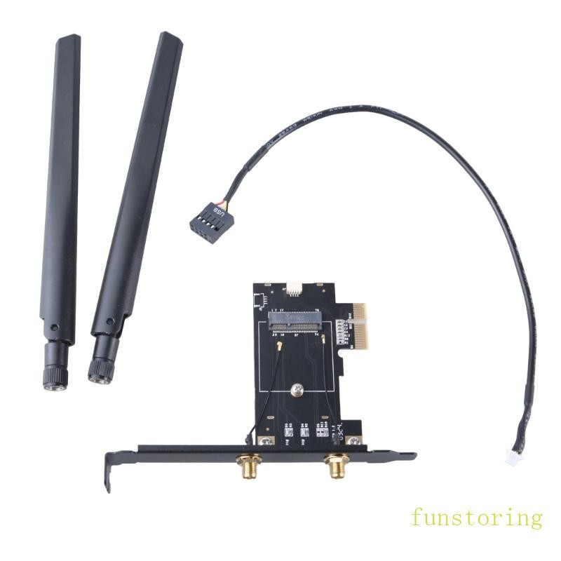Bộ chuyển đổi FUN M 2 NGFF sang PCIE với kết nối tốc độ ăng-ten 6DB đôi cho 7260 8265 9260 AX200 AX2