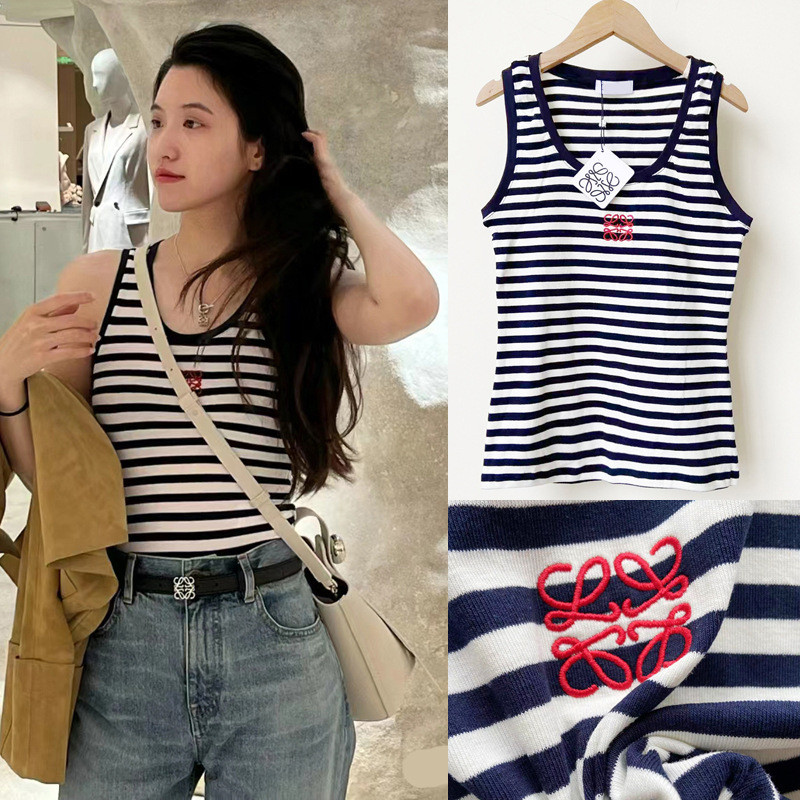 QNTO LO*  New Style Embroidery LOGO Comfortable Breathable Casual Versatile Sexy Stripes Vest/Sling 