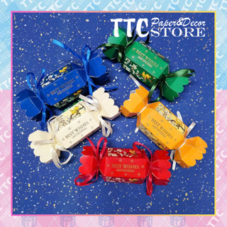 Hộp Đựng Bánh Kẹo Kèm Dây Ruy Băng, Trang Trí Giỏ Quà Tết