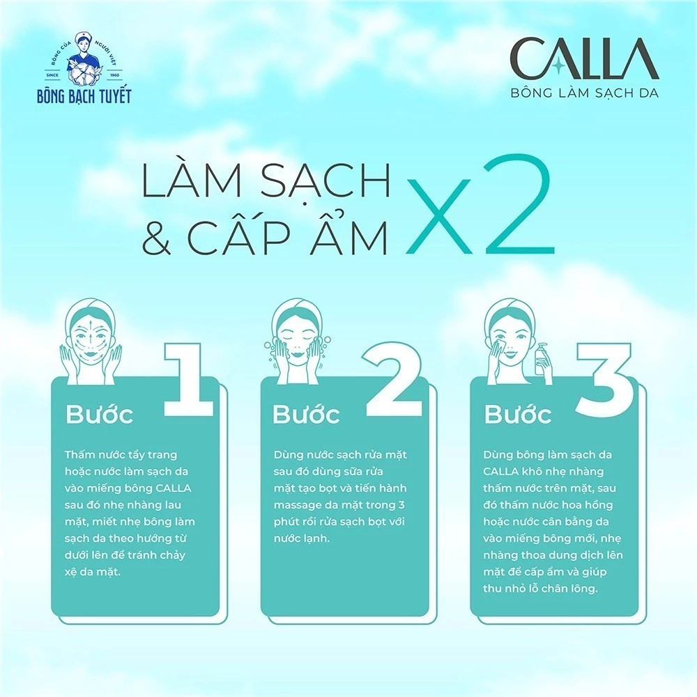Bông tẩy trang Bông Bạch Tuyết Calla tròn mịn 80 miếng
